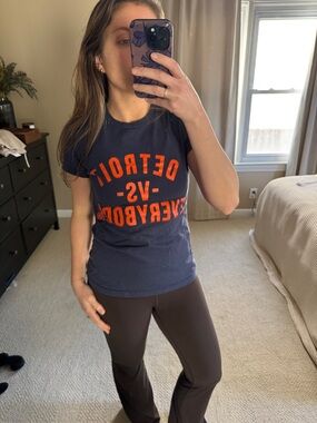 Detroit Vs. Everybody Navy Short-Sleeve Graphic Tee with Orange Print